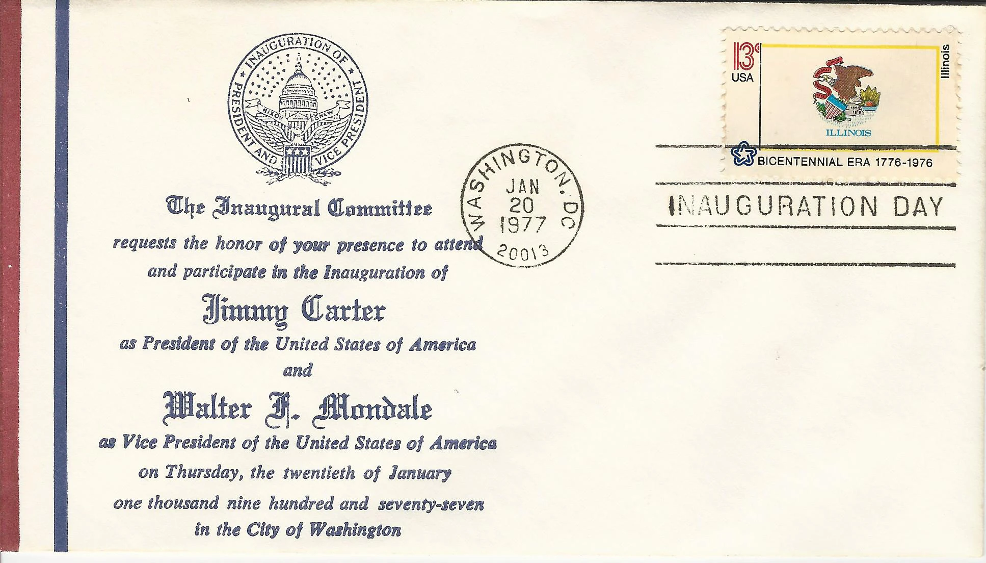 Inauguration Jimmy Carter & Walter Mondale Postmark #1:&hellip;